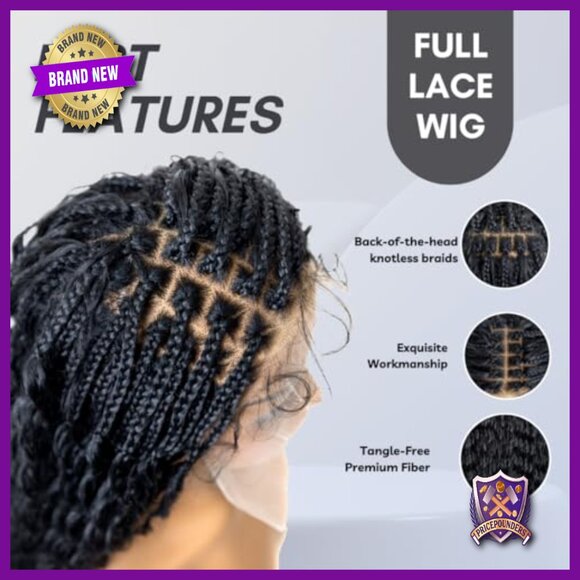 Full Lace Micro Box Braid Wig with Peruvian Deep Waves 24 Inch